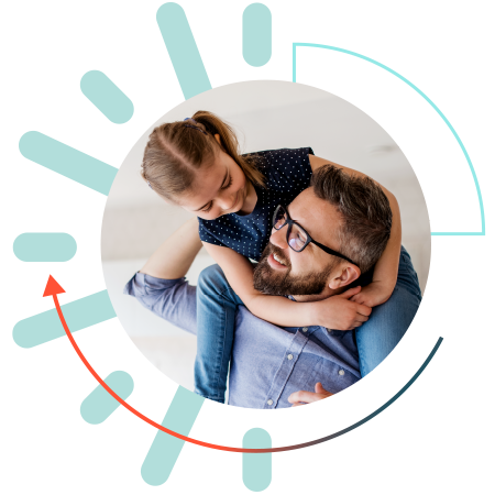 Father with daughter over the shoulder